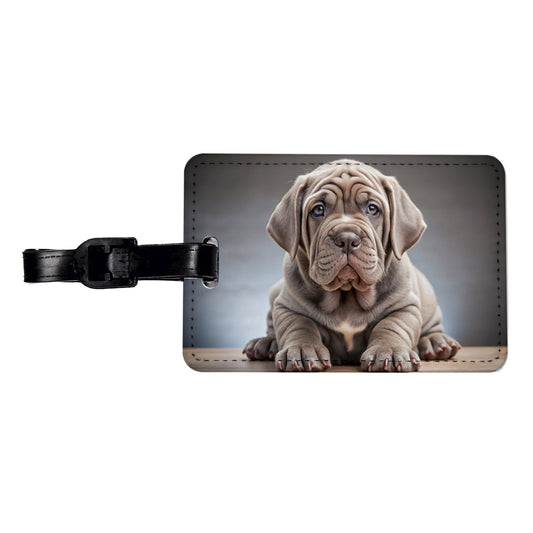 Neapolitan Mastiff Dog Puppy Photo Travel Faux Leather Luggage Tag