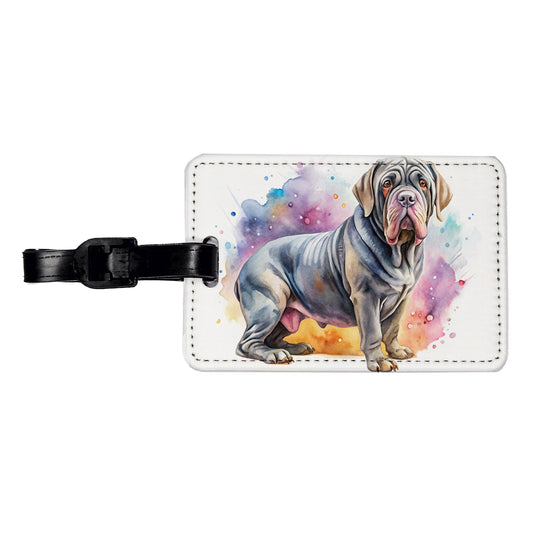 Neapolitan Mastiff Dog Watercolor Style Travel Faux Leather Luggage Tag