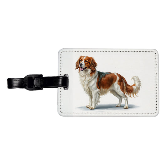 Nederlandse Kooikerhondje Dog Illustration Travel Faux Leather Luggage Tag