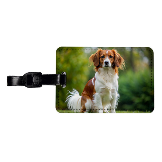 Nederlandse Kooikerhondje Dog Photo Travel Faux Leather Luggage Tag