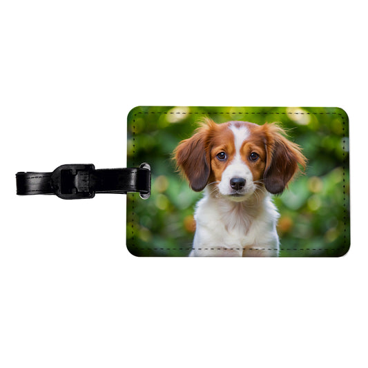 Nederlandse Kooikerhondje Dog Puppy Photo Travel Faux Leather Luggage Tag