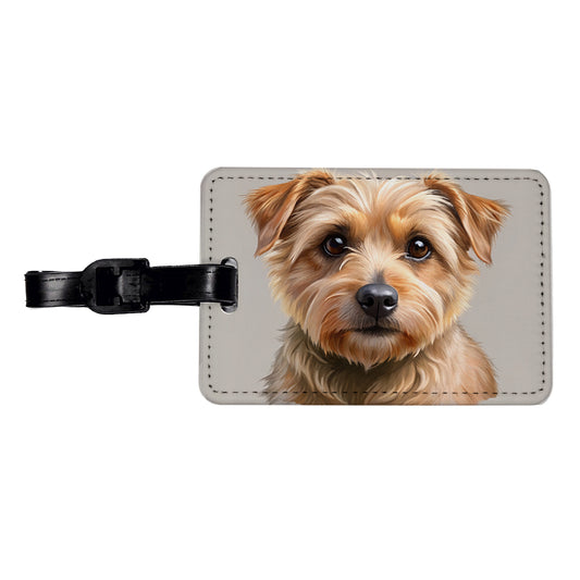 Norfolk Terrier Dog Illustration Travel Faux Leather Luggage Tag