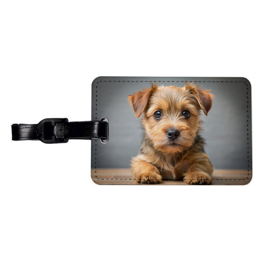 Norfolk Terrier Dog Puppy Photo Travel Faux Leather Luggage Tag