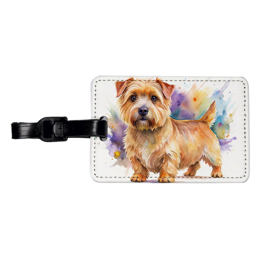 Norfolk Terrier Dog Watercolor Style Travel Faux Leather Luggage Tag
