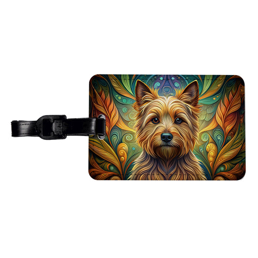 Norwich Terrier Dog Art Nouveau Travel Faux Leather Luggage Tag