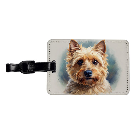 Norwich Terrier Dog Illustration Travel Faux Leather Luggage Tag