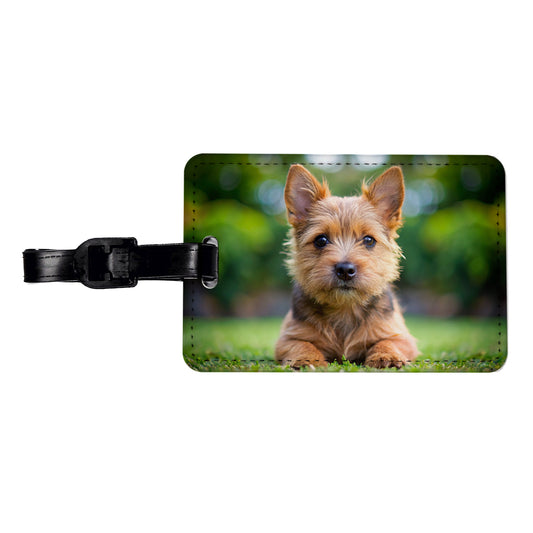 Norwich Terrier Dog Puppy Photo Travel Faux Leather Luggage Tag