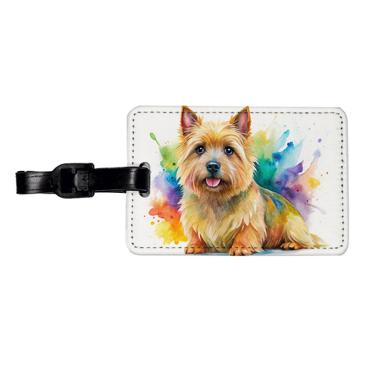 Norwich Terrier Dog Watercolor Style Travel Faux Leather Luggage Tag