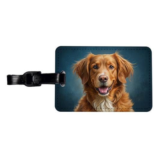 Nova Scotia Duck Tolling Retriever Dog Illustration Travel Faux Leather Luggage Tag