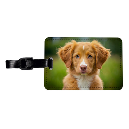 Nova Scotia Duck Tolling Retriever Dog Puppy Photo Travel Faux Leather Luggage Tag