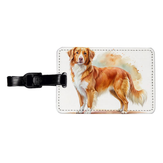 Nova Scotia Duck Tolling Retriever Dog Watercolor Style Travel Faux Leather Luggage Tag