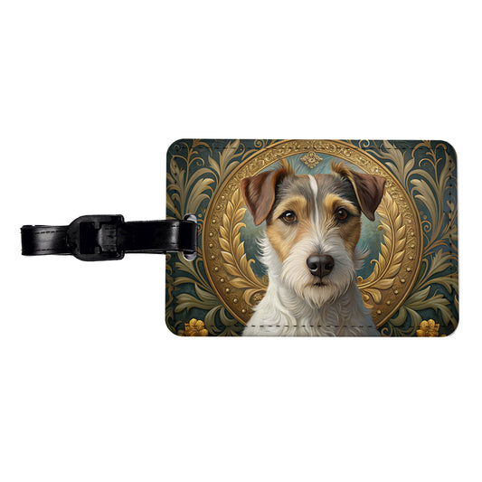 Parson Russell Terrier Dog Art Nouveau Travel Faux Leather Luggage Tag