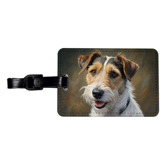 Parson Russell Terrier Dog Illustration Travel Faux Leather Luggage Tag