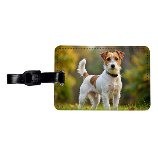 Parson Russell Terrier Dog Photo Travel Faux Leather Luggage Tag