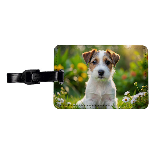 Parson Russell Terrier Dog Puppy Photo Travel Faux Leather Luggage Tag