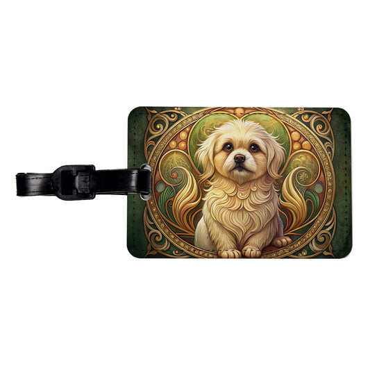 Pekapoo Dog Art Nouveau Travel Faux Leather Luggage Tag