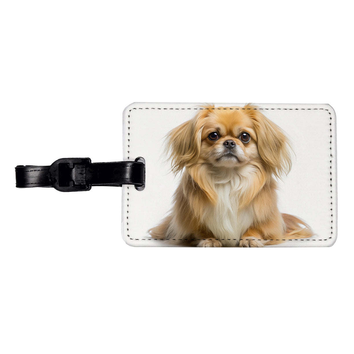Pekapoo Dog Photo Travel Faux Leather Luggage Tag