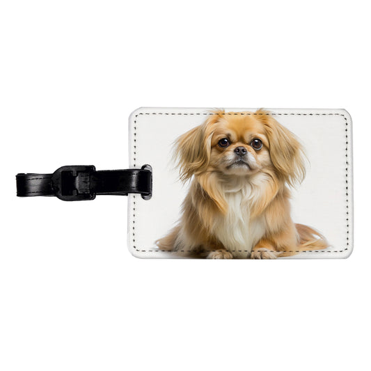 Pekapoo Dog Photo Travel Faux Leather Luggage Tag