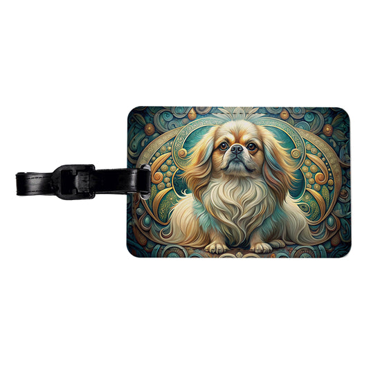 Pekingese Dog Art Nouveau Travel Faux Leather Luggage Tag