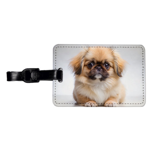 Pekingese Dog Puppy Photo Travel Faux Leather Luggage Tag