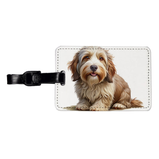 Petit Basset Griffon Vendeen Dog Illustration Travel Faux Leather Luggage Tag