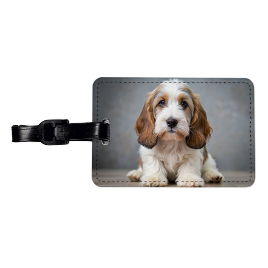 Petit Basset Griffon Vendeen Dog Puppy Photo Travel Faux Leather Luggage Tag