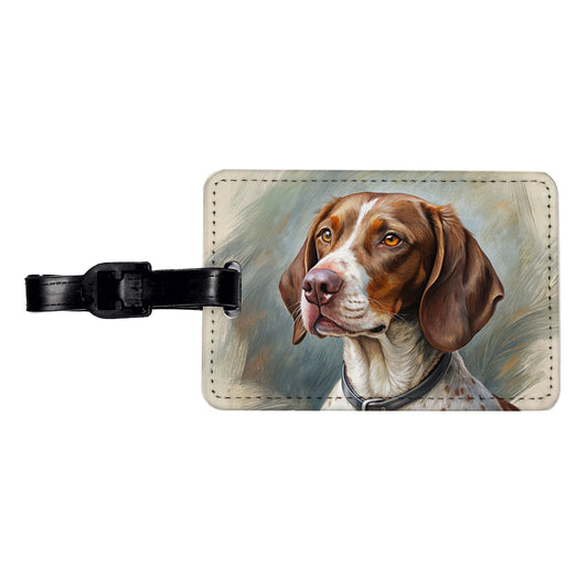 Pointer Dog Illustration Travel Faux Leather Luggage Tag