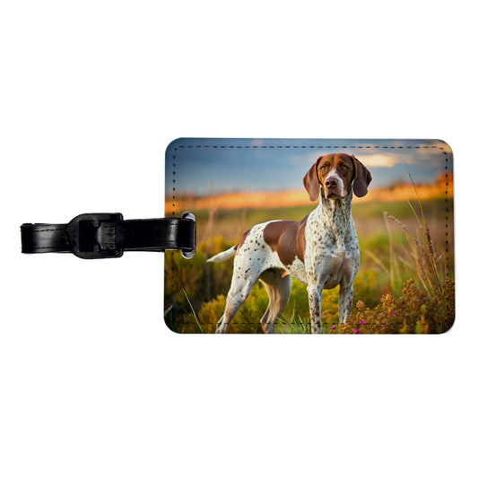 Pointer Dog Photo Travel Faux Leather Luggage Tag
