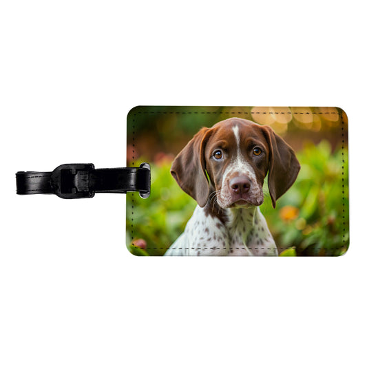 Pointer Dog Puppy Photo Travel Faux Leather Luggage Tag