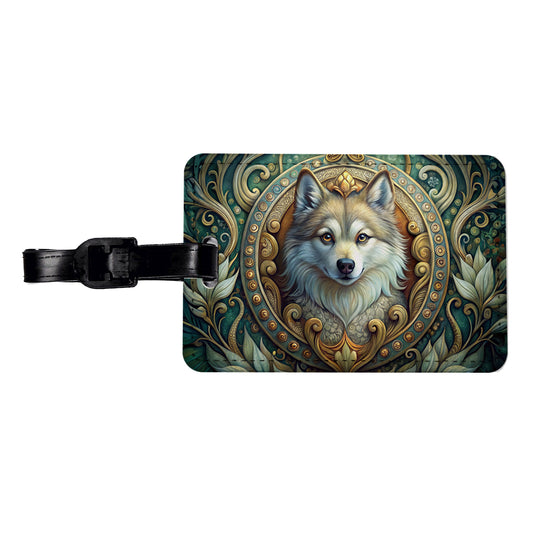 Pomsky Dog Art Nouveau Travel Faux Leather Luggage Tag