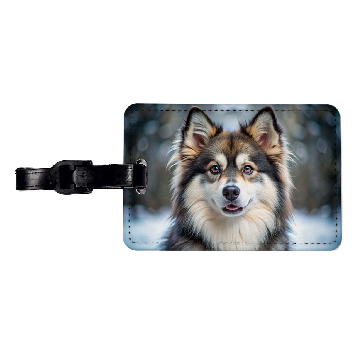Pomsky Dog Photo Travel Faux Leather Luggage Tag
