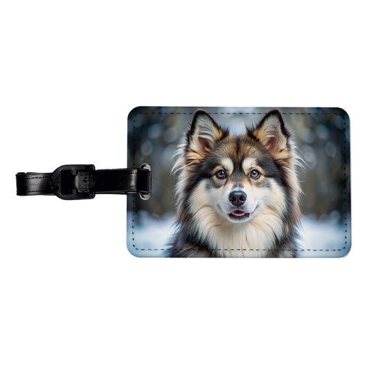 Pomsky Dog Photo Travel Faux Leather Luggage Tag