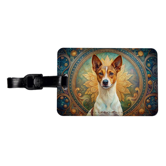 Portuguese Podengo Pequeno Dog Art Nouveau Travel Faux Leather Luggage Tag