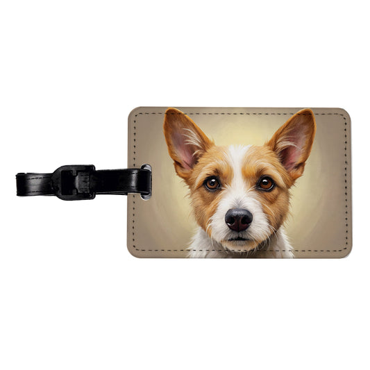 Portuguese Podengo Pequeno Dog Illustration Travel Faux Leather Luggage Tag