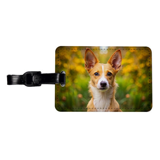 Portuguese Podengo Pequeno Dog Photo Travel Faux Leather Luggage Tag