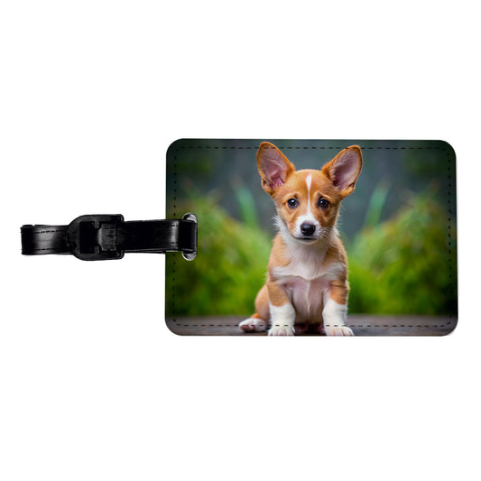 Portuguese Podengo Pequeno Dog Puppy Photo Travel Faux Leather Luggage Tag