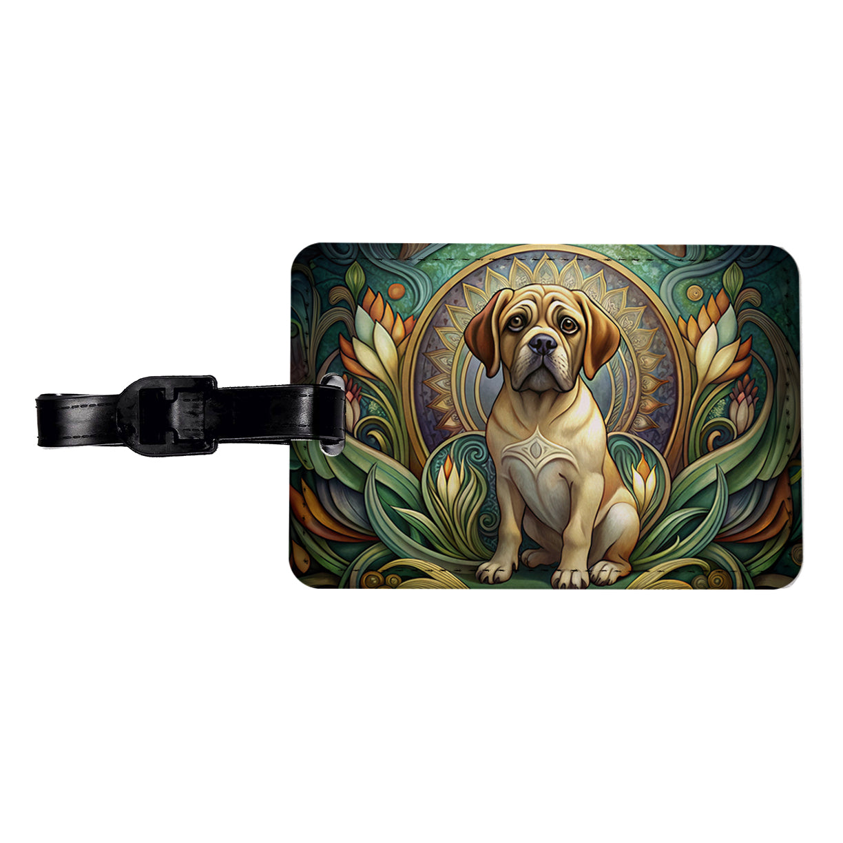 Puggle Dog Art Nouveau Travel Faux Leather Luggage Tag