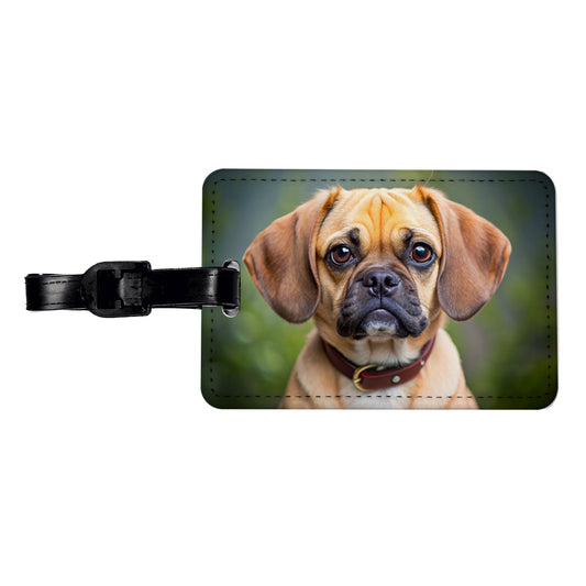 Puggle Dog Photo Travel Faux Leather Luggage Tag