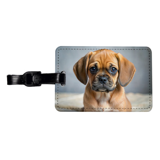 Puggle Dog Puppy Photo Travel Faux Leather Luggage Tag