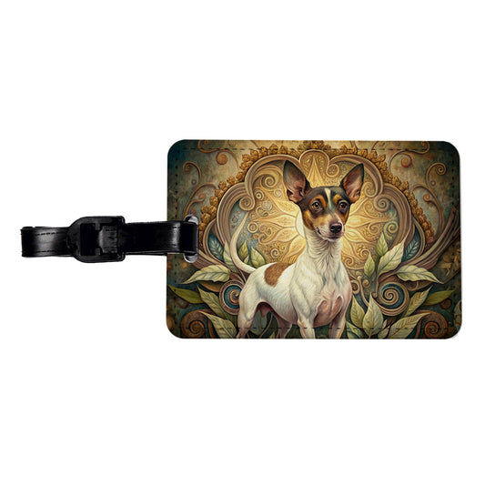 Rat Terrier Dog Art Nouveau Travel Faux Leather Luggage Tag