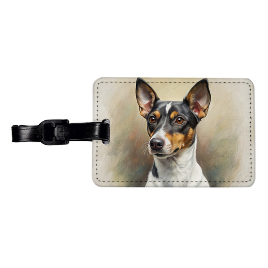 Rat Terrier Dog Illustration Travel Faux Leather Luggage Tag