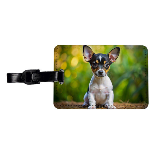 Rat Terrier Dog Puppy Photo Travel Faux Leather Luggage Tag