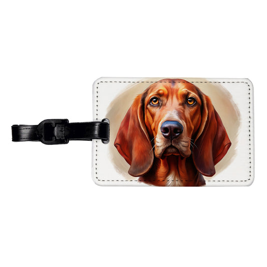 Redbone Coonhound Dog Illustration Travel Faux Leather Luggage Tag