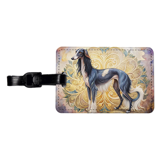 Saluki Dog Art Nouveau Travel Faux Leather Luggage Tag
