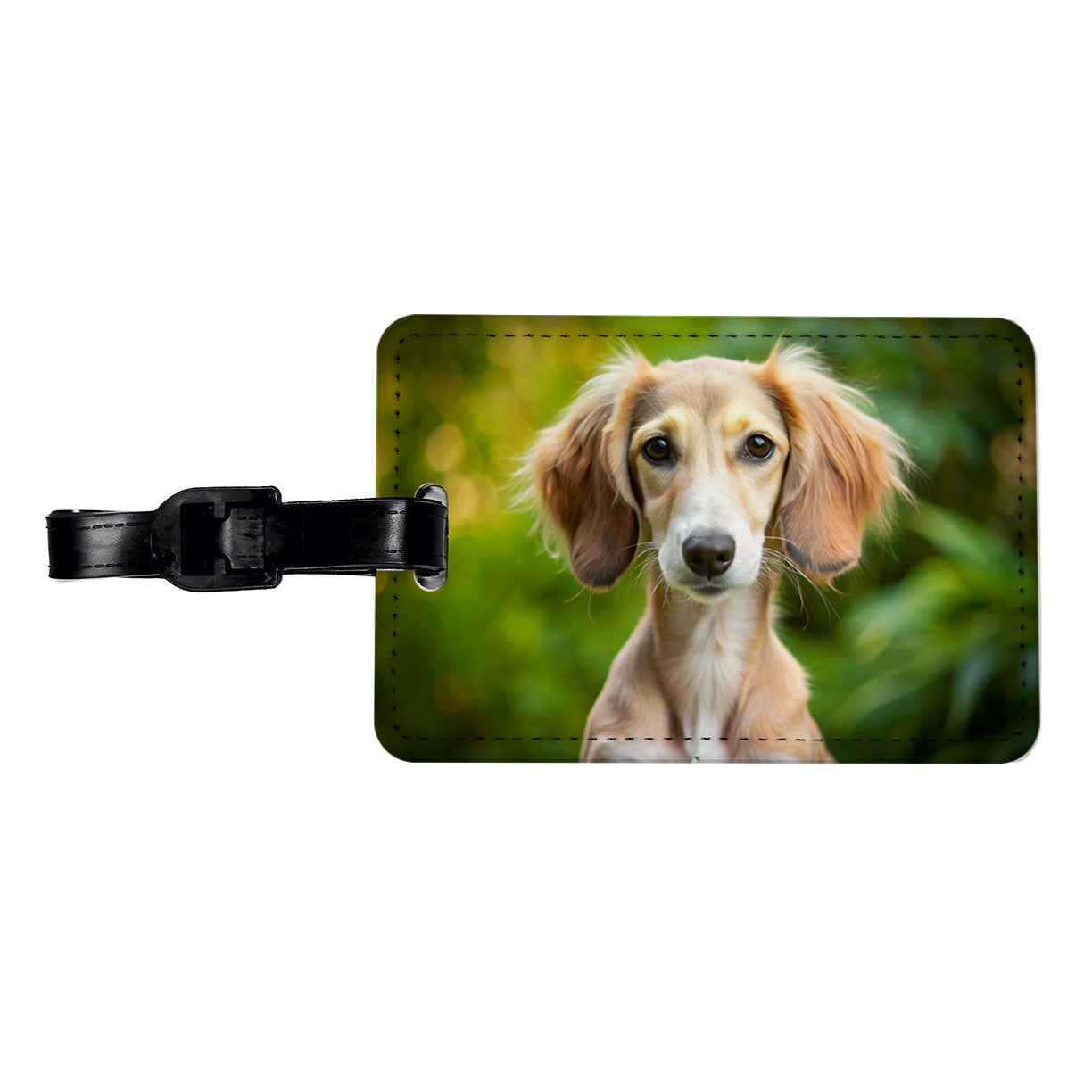 Saluki Dog Puppy Photo Travel Faux Leather Luggage Tag
