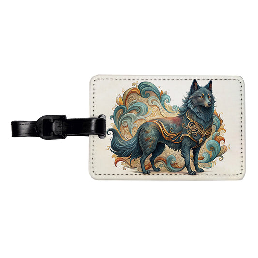 Schipperke Dog Art Nouveau Travel Faux Leather Luggage Tag