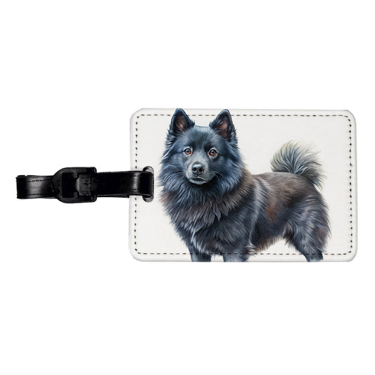Schipperke Dog Illustration Travel Faux Leather Luggage Tag