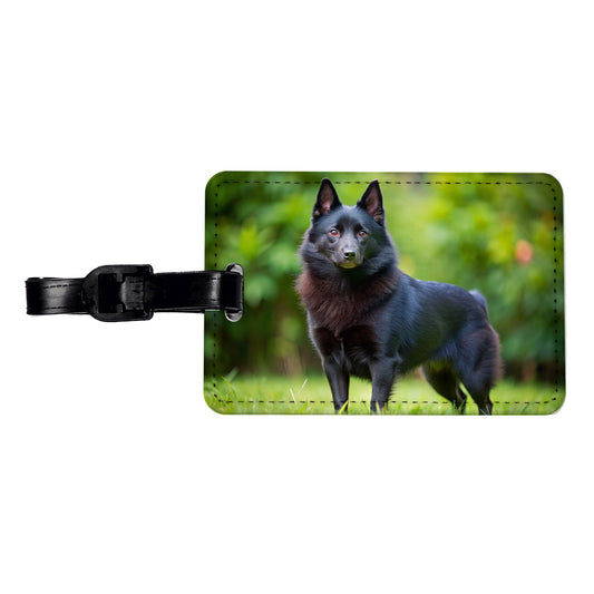 Schipperke Dog Photo Travel Faux Leather Luggage Tag