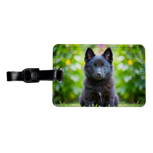Schipperke Dog Puppy Photo Travel Faux Leather Luggage Tag