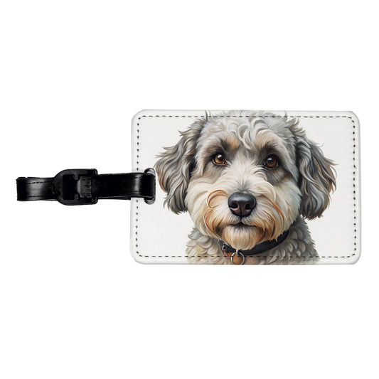 Schnoodle Dog Illustration Travel Faux Leather Luggage Tag